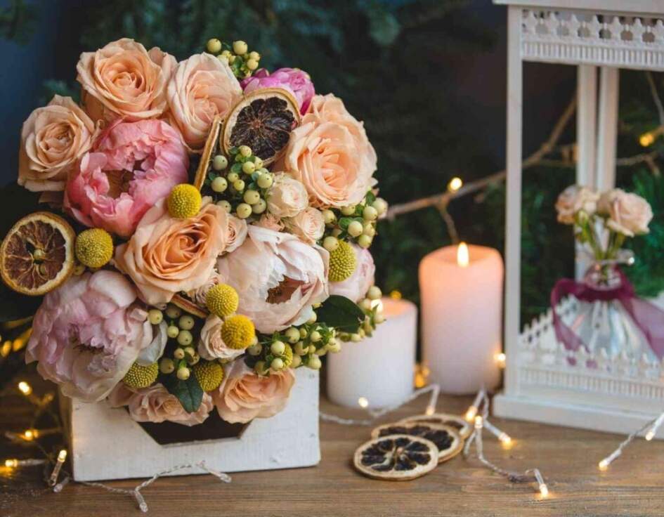 Premium modern flower arrangement featuring seasonal blooms, balanced composition, natural texture, and elegant presentation for a refined, luxurious floral design.